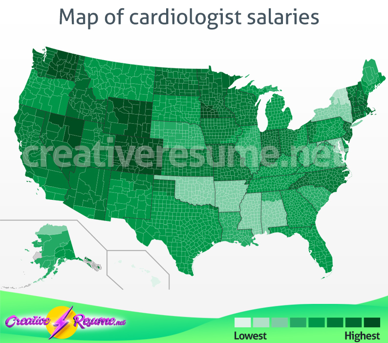 Map of cardiologist salaries