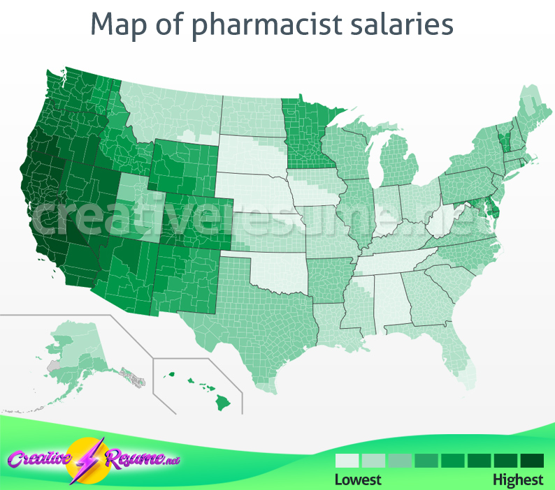 Map of pharmacist salaries