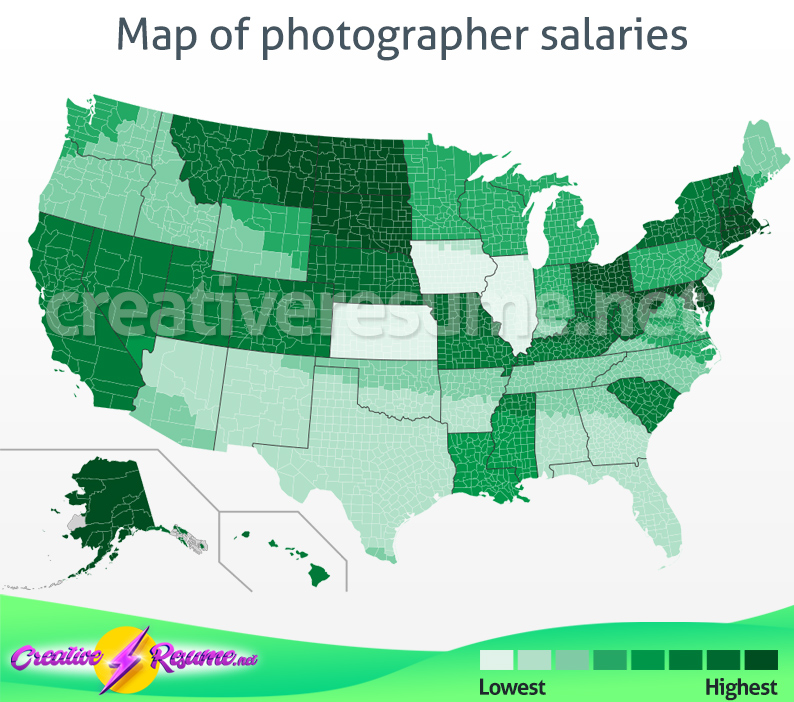 Map of photographer salaries