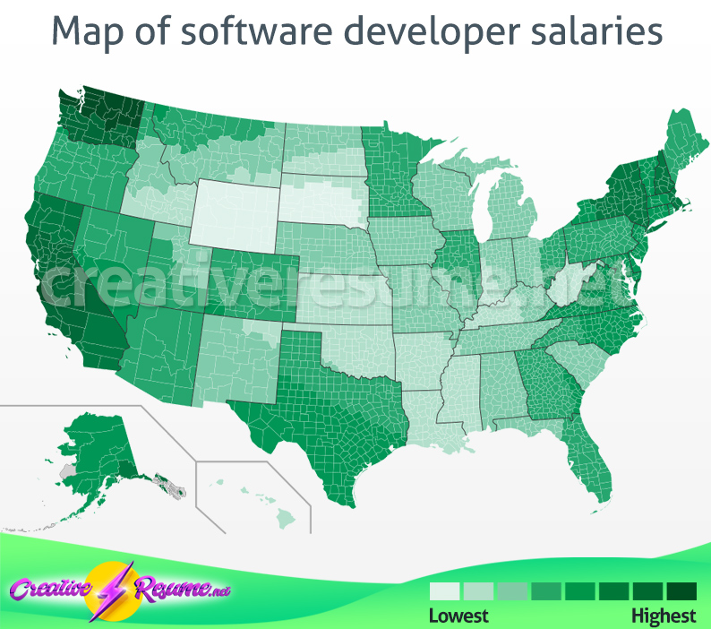 Map of software developer salaries