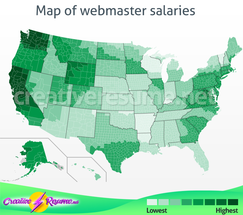 Map of webmaster salaries