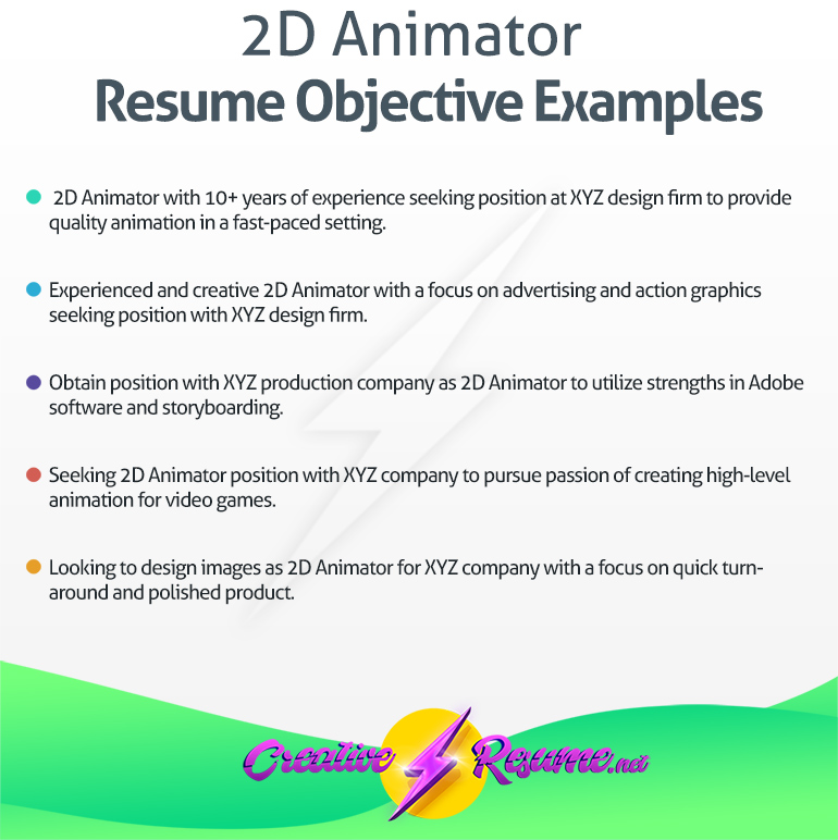 2D animator resume objective example