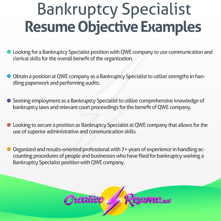 Bankruptcy specialist resume objective example