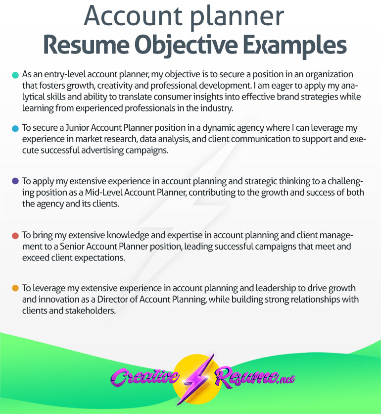 account planner resume objective examples